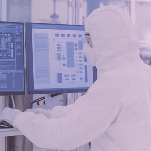 Pharma lab worker using computer
